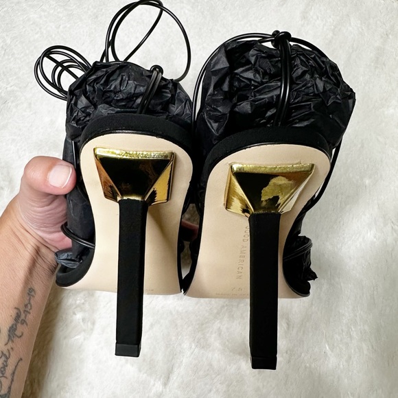 NIB $195 Good American Cage Slanted Strappy Neoprene Heel Sandals Womens 7.5, 10 - Picture 7 of 12